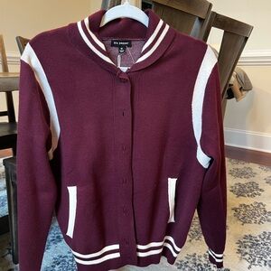 Blu Pepper Burgundy and White Cardigan